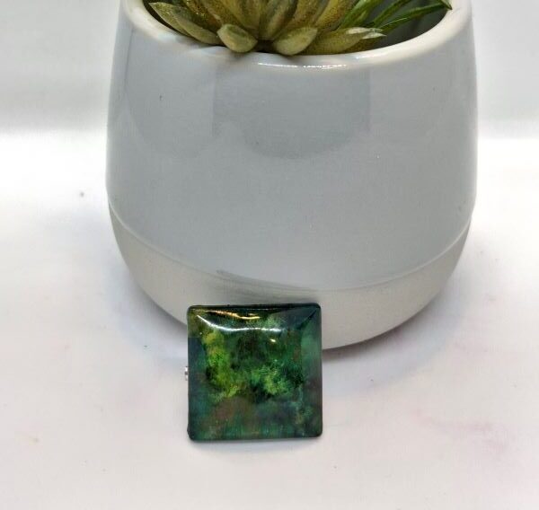 green square brooch
